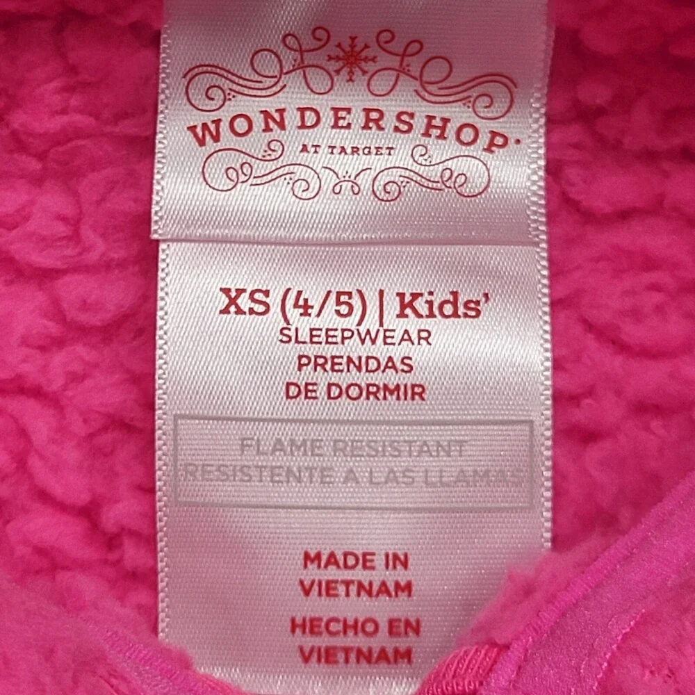 Wondershop Kids Faux Shearling Half Zip Up Pajama Pink X-Small Size 4/5 Pink
